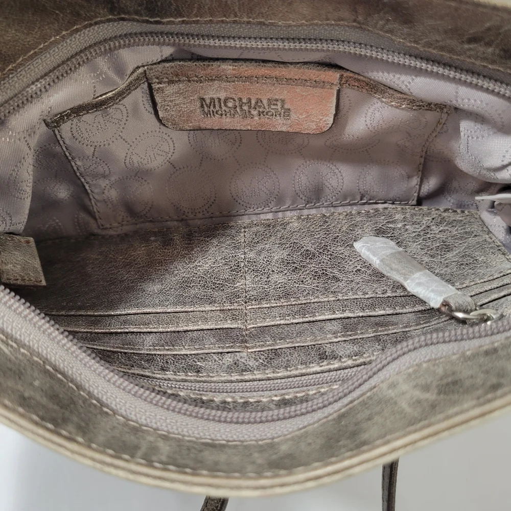 Michael Kors Webster metallic ruched leather clutch/shoulder bag NWOT